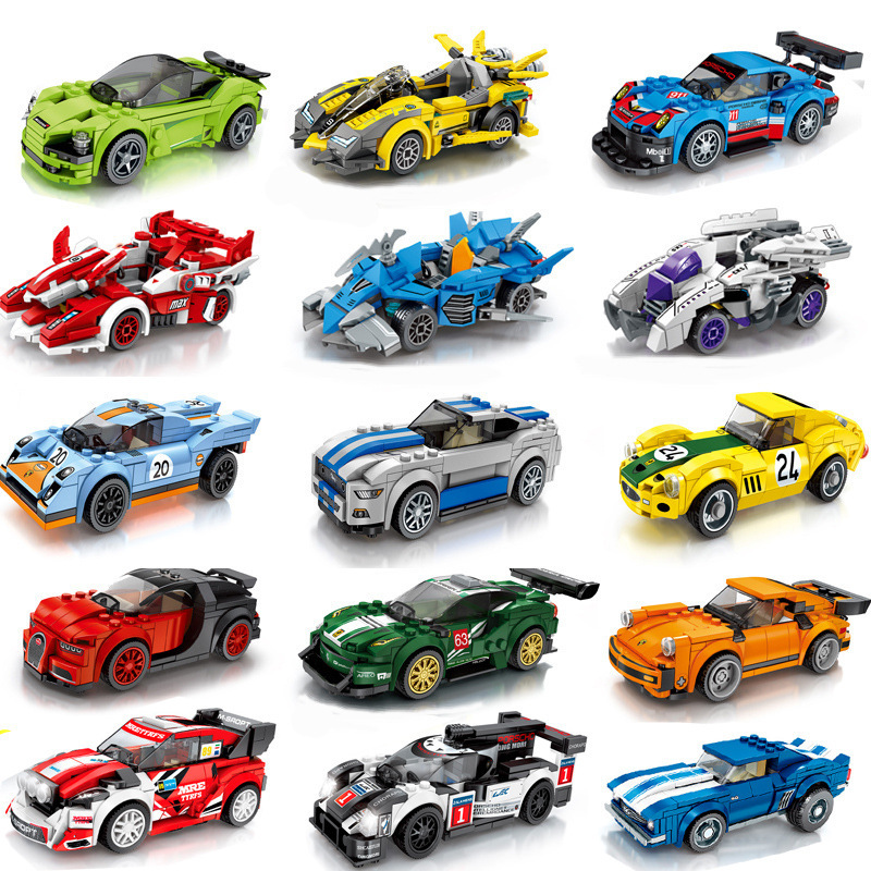 * Baby SEMP 607001-607068 Racing Series Small Particle Famous Car Children's Puzzle Assembled Building Blocks Play J