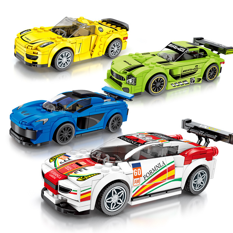 * Baby SEMP 607001-607068 Racing Series Small Particle Famous Car Children's Puzzle Assembled Building Blocks Play J