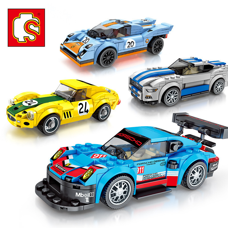 * Baby SEMP 607001-607068 Racing Series Small Particle Famous Car Children's Puzzle Assembled Building Blocks Play J