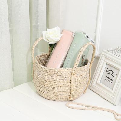 Hand-Woven Two-Color Storage Basket Storage Basket Laundry Basket Sundries Basket Food Storage Basket