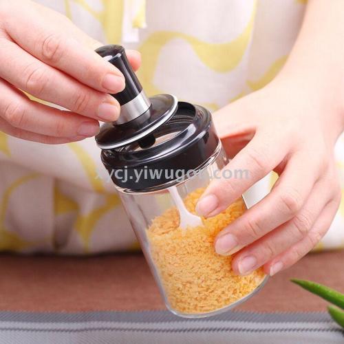 new glass seasoning jar with spoon spoon lid integrated