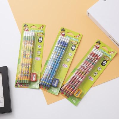 Open source suction pen set for primary school students 10 wooden pencils with pencil sharpener