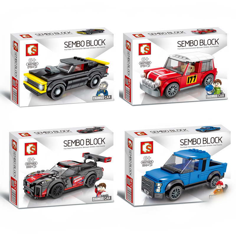 * Baby SEMP 607001-607068 Racing Series Small Particle Famous Car Children's Puzzle Assembled Building Blocks Play J