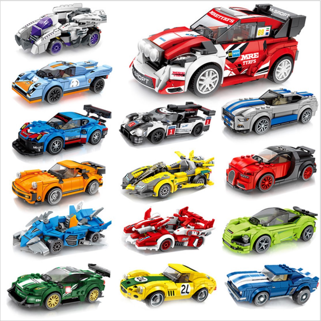 * Baby SEMP 607001-607068 Racing Series Small Particle Famous Car Children's Puzzle Assembled Building Blocks Play J