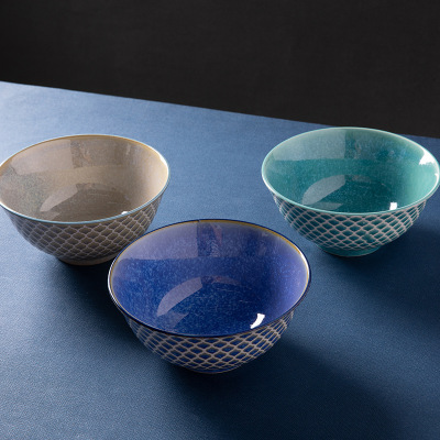 Insta - style tableware bakeware rice ceramic bowl household salad bowl, hot pot, dipping bowl, dessert bowl
