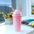 Web celebrity bunny head ice cream cup large capacity straw double layer cold water protection cup student gift portable cute