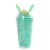 Web celebrity bunny head ice cream cup large capacity straw double layer cold water protection cup student gift portable cute