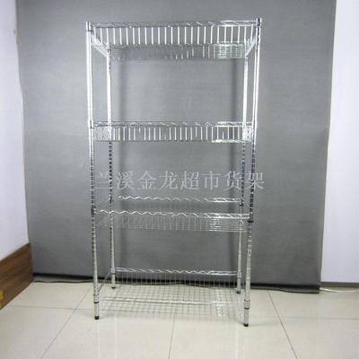  shelves for home use wheel wire mesh and chrome-plated anti-static material rack