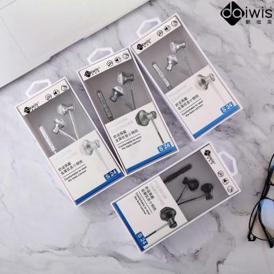 David Mei S-24 Earbuds Metal Dynamic Bass Boost with Mic Tuning Size Headphones