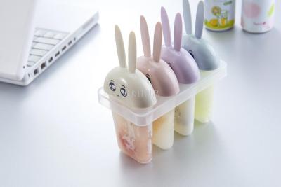 Jl-6015 four groups of white rabbit ice mold summer plastic Popsicle mold plastic ice bar ice mold DIY