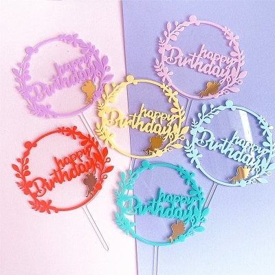 New design Candy color baking cake decoration factory direct sales birthday acrylic cake topper 