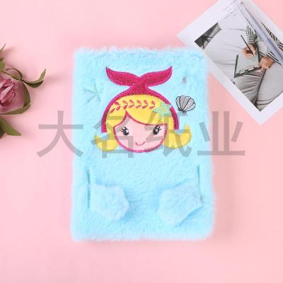 Factory direct mermaid head primary and secondary school plush notebook notepad express notes hand book