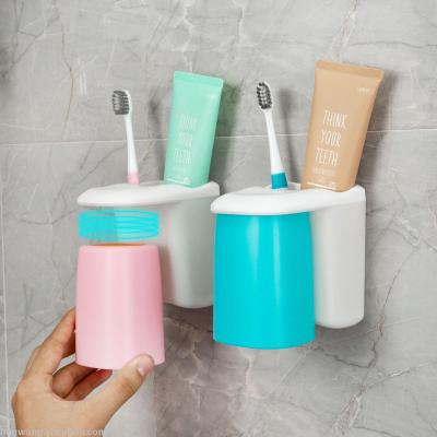 Personalized Punch-Free under-Cut Wash Toothbrush Cup Wall-Mounted Tooth Cup Magnetic Suction Plastic Products