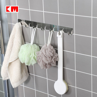 KM 7025 stainless steel seven hooks with strong viscose wall hanging kitchen bathroom no hole stick hook bathroom hook