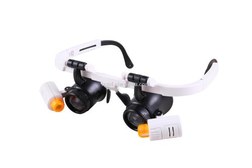 9892（rd） head-mounted glasses type 6x10x25x multi-lens with led light cold and warm light repair magnifying glass