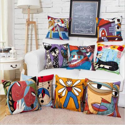 Picasso was the abstract three - dimensional embroidery pillowcase fashion move cotton full embroidered as cover between the sample waist pillow wholesale