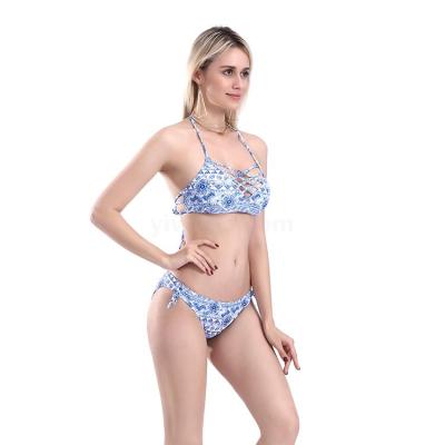 Bikini foreign trade Europe and the United States new sexy breast printing women's split swimsuit polyamide fiber quality manufacturers direct sales
