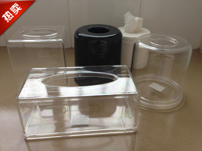 High-Grade Acrylic Tissue Box Pc Transparent round Tissue Box Pumping Paper Box Napkin Paper Box Chart Drum Tissue Holder