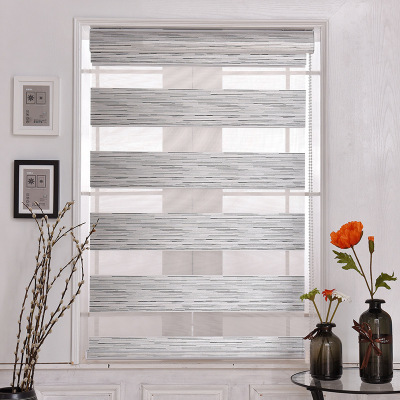 Manufacturer direct selling spot supply shuttle shading double shading soft gauze curtain half shading home louver curtain