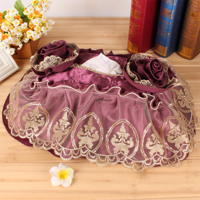 Duoyizi Three-Dimensional Handmade Plate Flower Tissue Cover Fabric Embroidery Lace European Tissue Box Car Paper Tray Cover