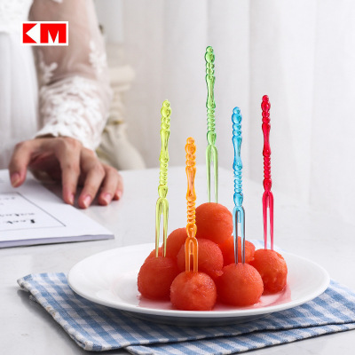 92 901 creative colorful fruit fork cake fork hotel KTV colorful fruit stick dessert fork 20PCS