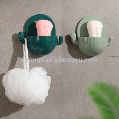 Cactus waterdrop soap box toilet bathroom perforation free cartoon soap shelf cute even hook soap box