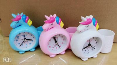 Cute Cartoon Unicorn Shape Brush Pot-Shaped Alarm Clock Student Gift Rainbow Alarm Clock