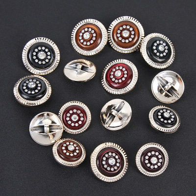 Hot Sale DIY Handmade Clothing Accessories Geometric Coat Trench Coat round Diamond Rhinestone Alloy Buttons Wholesale