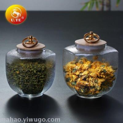 Heat resistant glass hand-hammered wooden lid sealing tank