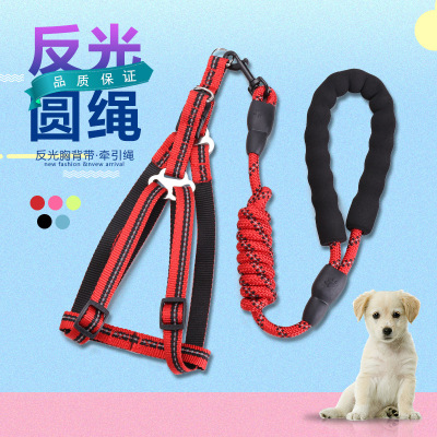 Amazon hot style pet supplies lead leash dog chest back retractor multi-color woven round leash walking dog leash wholesale