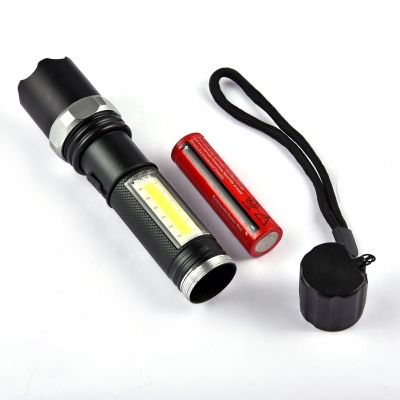 XPE+COB mini flashlight aluminum alloy strong light small hand flashlight wholesale gift box