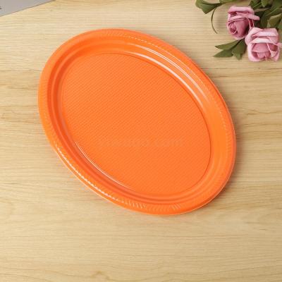 Fast Food Restaurant Barbecue Stall Outdoor BBQ Plate Colorful Color Matching Disposable Oval Plastic Plate Fruit Plate