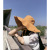 Holiday style oversized brim fisherman hat with double strap design south Korean sun hat female sun block face hat female summer