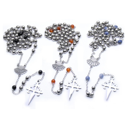 Stainless steel shell crucifix Rosary necklace Santiago Rosary who necklace religious jewelry