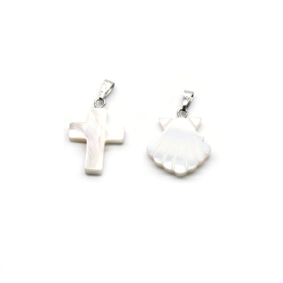 (10 pieces per bag) shell cross pendant DIY accessories necklace