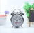 4-Inch Metal Plating Silver Double Bell Quartz Alarm Clock Lazy Alarm Clock with Light