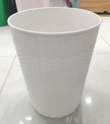 Factory Direct Sales round Rattan Trash Can Plastic Wastebasket Home Office Bathroom without Lid Sundries Storage Bucket