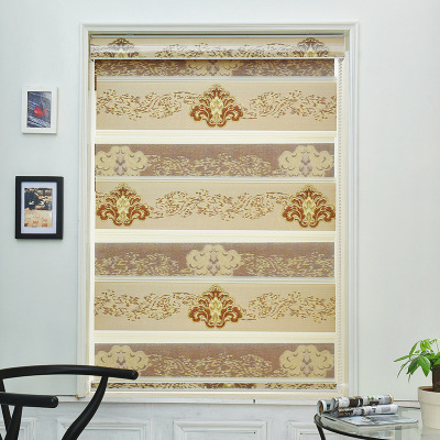 European gold silk jacquard shade office bathroom bedroom living room louver curtains