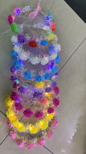 stall explosion led lights gold silk garland 10 lights 9 flower princess headdress accessories park factory best-selling explosion models