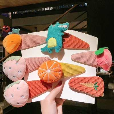 Large Face Wash Makeup Practical Fringe Hairpin Hair Accessories Korean Internet Celebrity Girl Cute Dinosaur Fruit BB Clip Hairpin