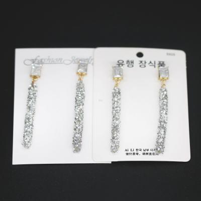 925 Silver Needle Crystal Earrings Female Japanese and Korean Fashion Personality All-Matching Long Temperament Ear Stud Earring