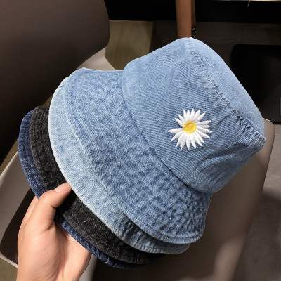 Daisies denim fisherman hat female summer Japan sun block hat children Korean version of fashion joker web celebrity sun hat