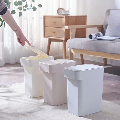 H01-1324 Creative Simple Plastic Trash Can Household Uncovered Wet and Dry Trash Can Dust Basket Sorting Trash Bin