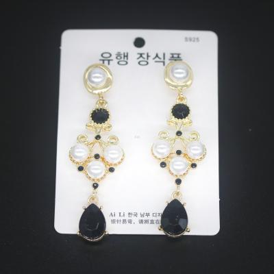 Korean Slim Temperament Earrings Sterling Silver Needle Baroque Water Drop Gem Earrings Vintage Pearl Graceful Earrings