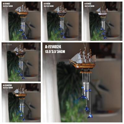 14CM sailing boat Wind Chimes Dolphin Wind Chimes Mediterranean style birthday gift creative gift A-FJ14C