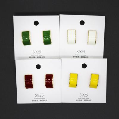 Earrings Women's European and American New Accessories Jewelry Accessories Alloy C- Type Drip Glazed Simple Fashionable Temperamental All-Match Female Stud Earrings