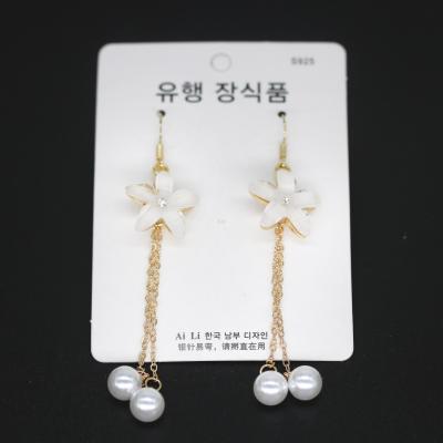 Long Flower Earrings Petal Fairy Pearl Earrings Female Temperament All Match Tassel Earrings Small Jewelry