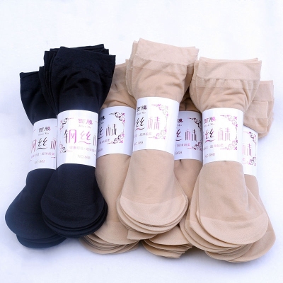 Short silk stockings leaves lady hook silk core silk steel mask socks thin spring and Autumn style silk stockings 1 pack 100 pairs