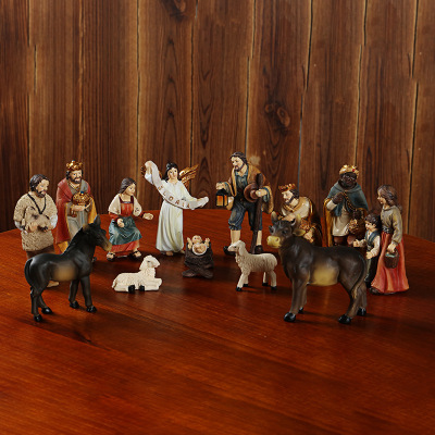 Western Catholic Christian manger group nativity scene can be customized with music home decoration