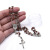 With a box of peace dove miniature wooden beads brown rose rosary necklace Christian cross religious gift giveaway